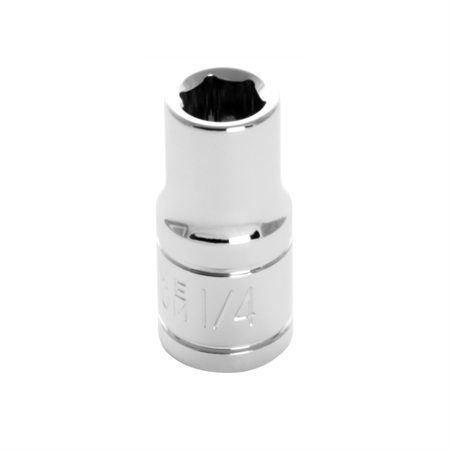 PERFORMANCE TOOL Chrome Socket, 1/4" Drive, 1/4", 6 Point, Shallow W36008